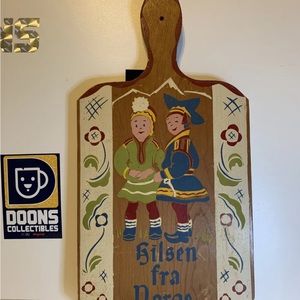 Norway Hand painted cutting board/wall hanger. 15” X 8” Hilsen Fra Norge